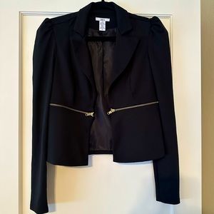 Bar III Puff Sleeve Cropped Jacket - Black - Size S